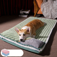 HKM-8443709 Cozy Dog Kennel Pillow Mat with Double Blanket - Available in Various Colors and Sizes