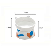 HKM-8443837 Ceramic Pet Bowl with High Foot and Oblique Mouth Design for Cervical Spine Protection