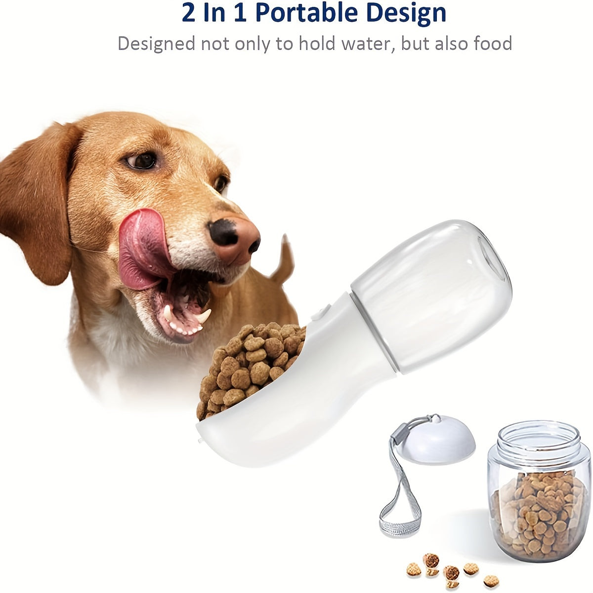 HKM-8445117 Leak-Proof 2-in-1 Dog Water Bottle with Food Container for Travel, Hiking and Outdoor Activities