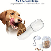 HKM-8445117 Leak-Proof 2-in-1 Dog Water Bottle with Food Container for Travel, Hiking and Outdoor Activities