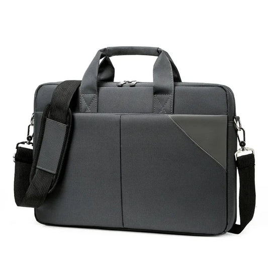 HKM-844563 Large Capacity Portable Laptop Tote Bag for 15.6-Inch and 14-Inch Computers - Sleek Black Briefcase Design