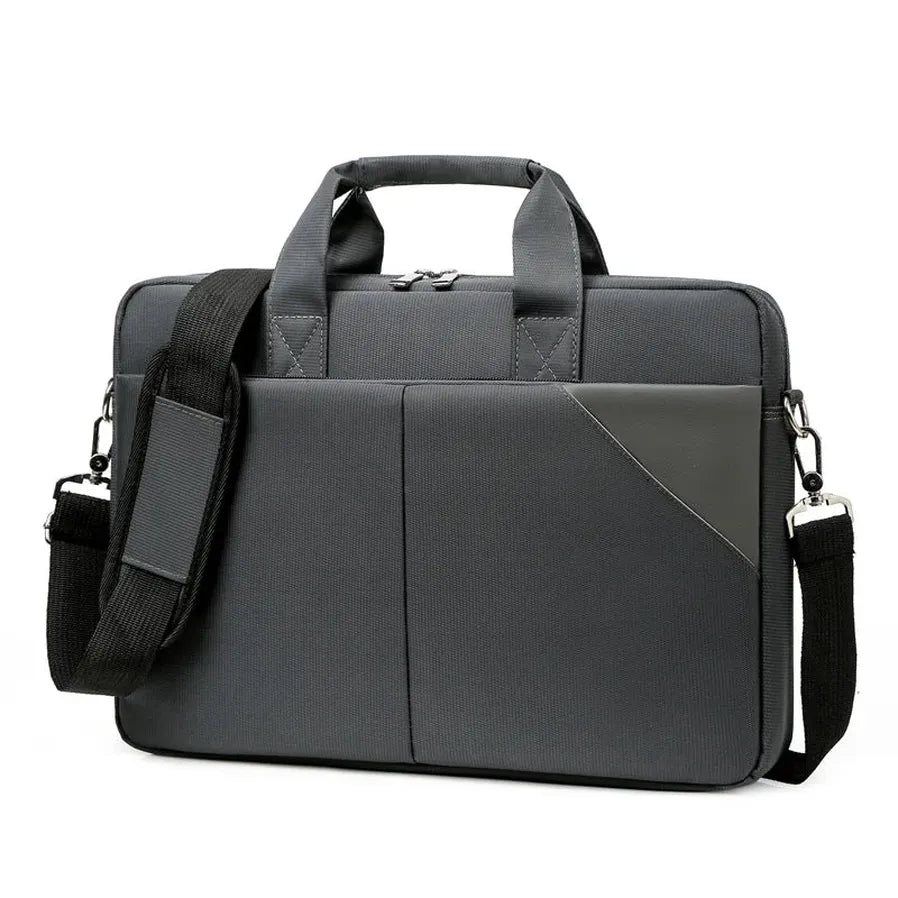 HKM-844563 Large Capacity Portable Laptop Tote Bag for 15.6-Inch and 14-Inch Computers - Sleek Black Briefcase Design
