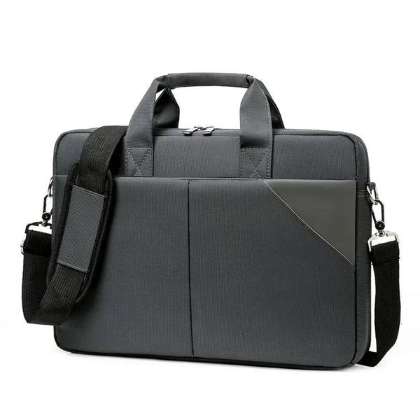 HKM-844563 Large Capacity Portable Laptop Tote Bag for 15.6-Inch and 14-Inch Computers - Sleek Black Briefcase Design