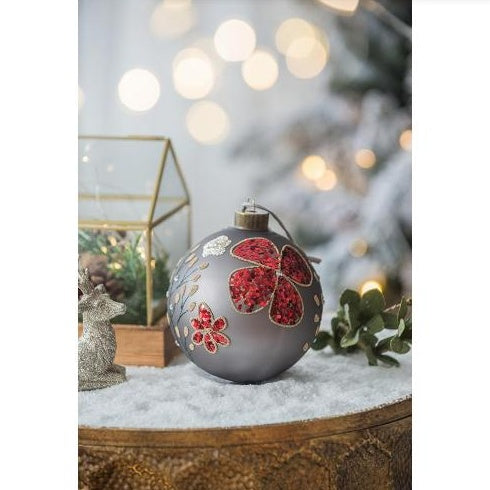 HKM-844627 Multi-Colored Glass Christmas Ball Ornaments - Set of 4 Decorative Hanging Tree Accents