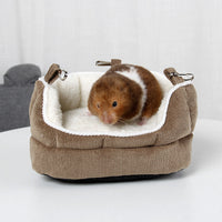 HKM-8447677 Cozy Removable Velvet Mini Sofa Nest Cushion for Small Pets - Brown/Red