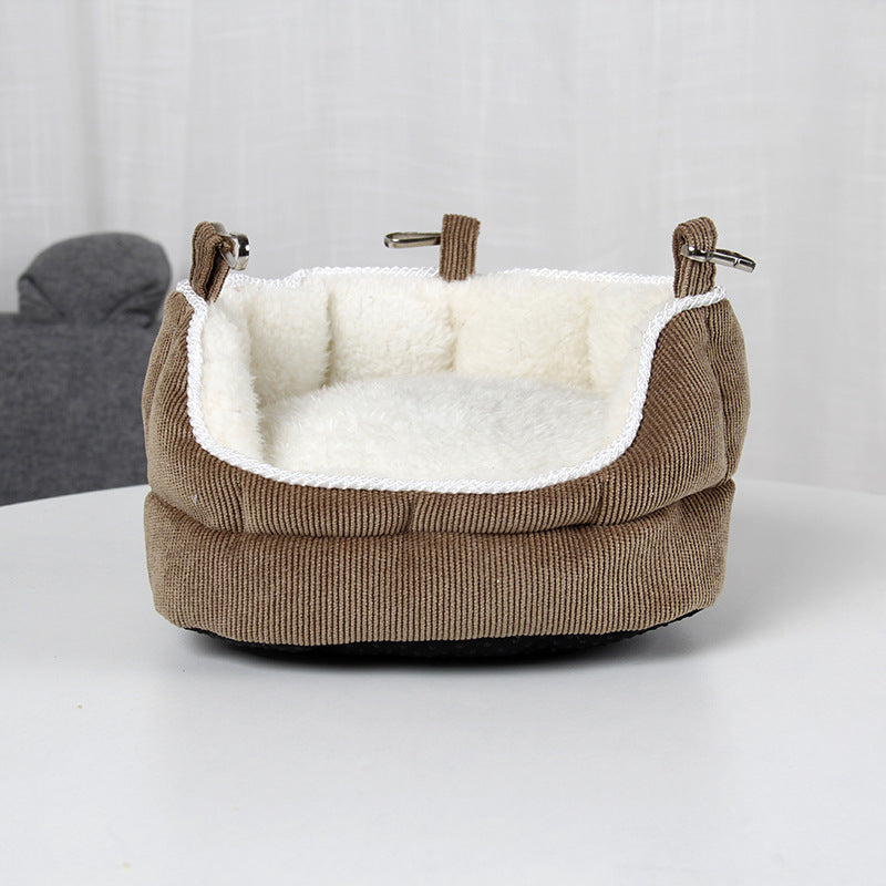 HKM-8447677 Cozy Removable Velvet Mini Sofa Nest Cushion for Small Pets - Brown/Red