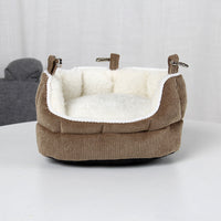 HKM-8447677 Cozy Removable Velvet Mini Sofa Nest Cushion for Small Pets - Brown/Red