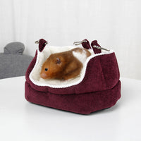 HKM-8447677 Cozy Removable Velvet Mini Sofa Nest Cushion for Small Pets - Brown/Red
