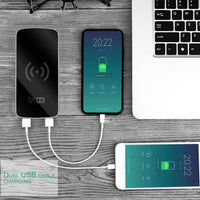 HKM-844883 Ultra-Thin Customizable Wireless Charging Power Bank with 10000mAh Capacity and Mirror Finish