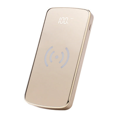HKM-844883 Ultra-Thin Customizable Wireless Charging Power Bank with 10000mAh Capacity and Mirror Finish