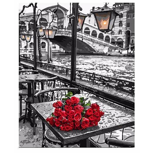 HKM-845011 Rose and Bridge Art Print - Framed and Unframed Options Available