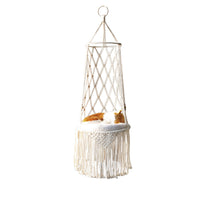HKM-8450877 Macrame Cat Hammock Bed - Stylish Wall Hanging Pet Swing for Cats