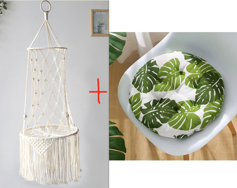HKM-8450877 Macrame Cat Hammock Bed - Stylish Wall Hanging Pet Swing for Cats