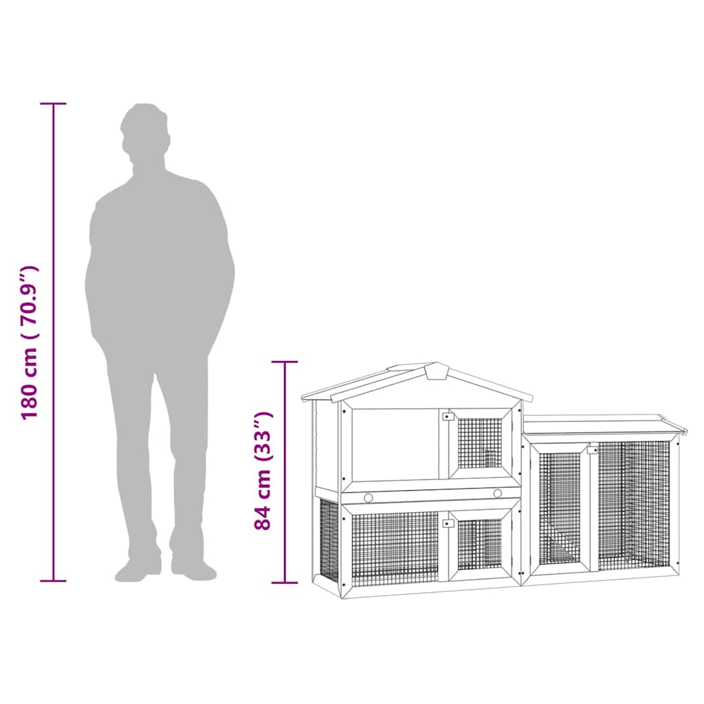 HKM-8451005 Spacious Two-Level Rabbit Hutch with Ramp and Removable Tray