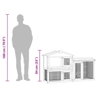 HKM-8451005 Spacious Two-Level Rabbit Hutch with Ramp and Removable Tray