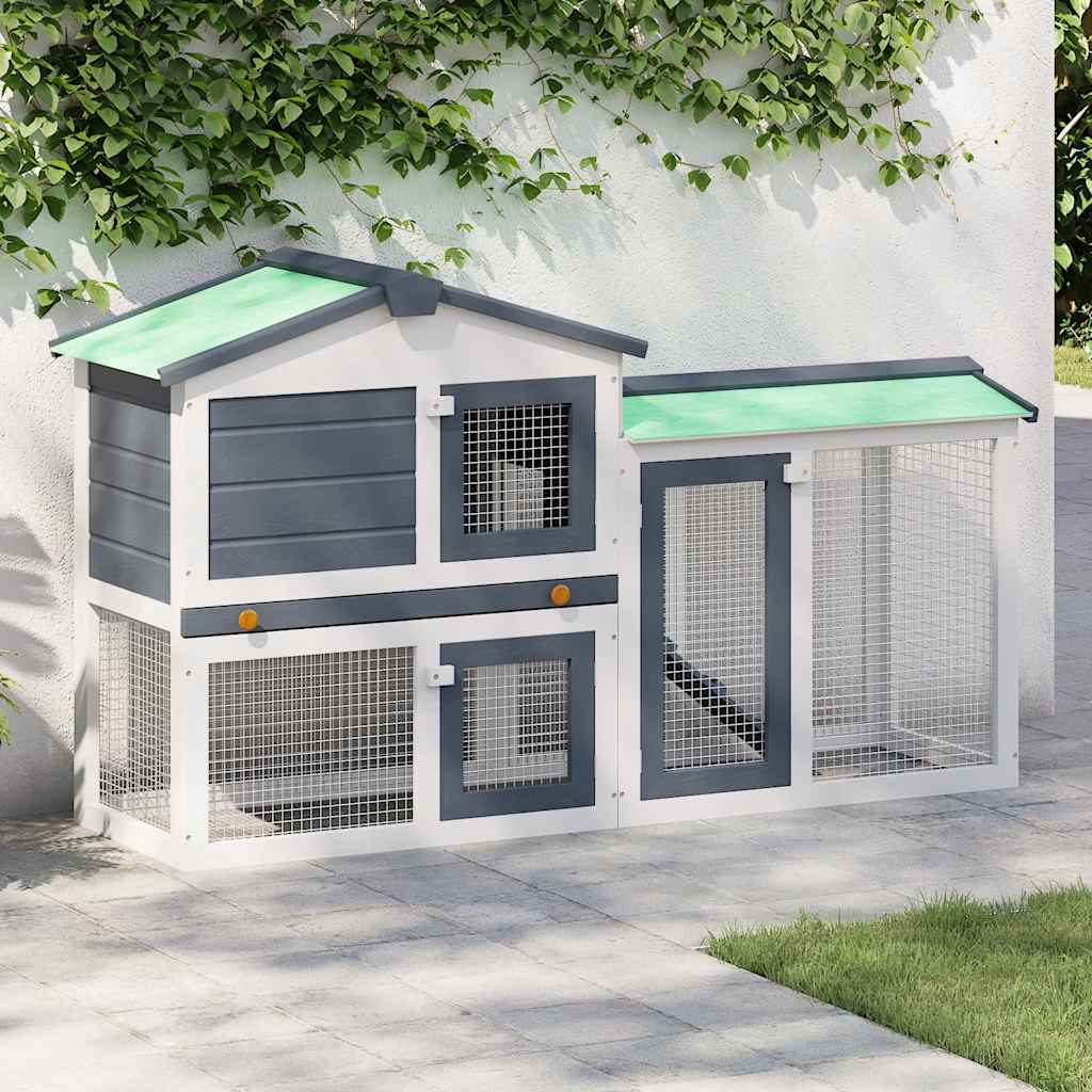 HKM-8451005 Spacious Two-Level Rabbit Hutch with Ramp and Removable Tray