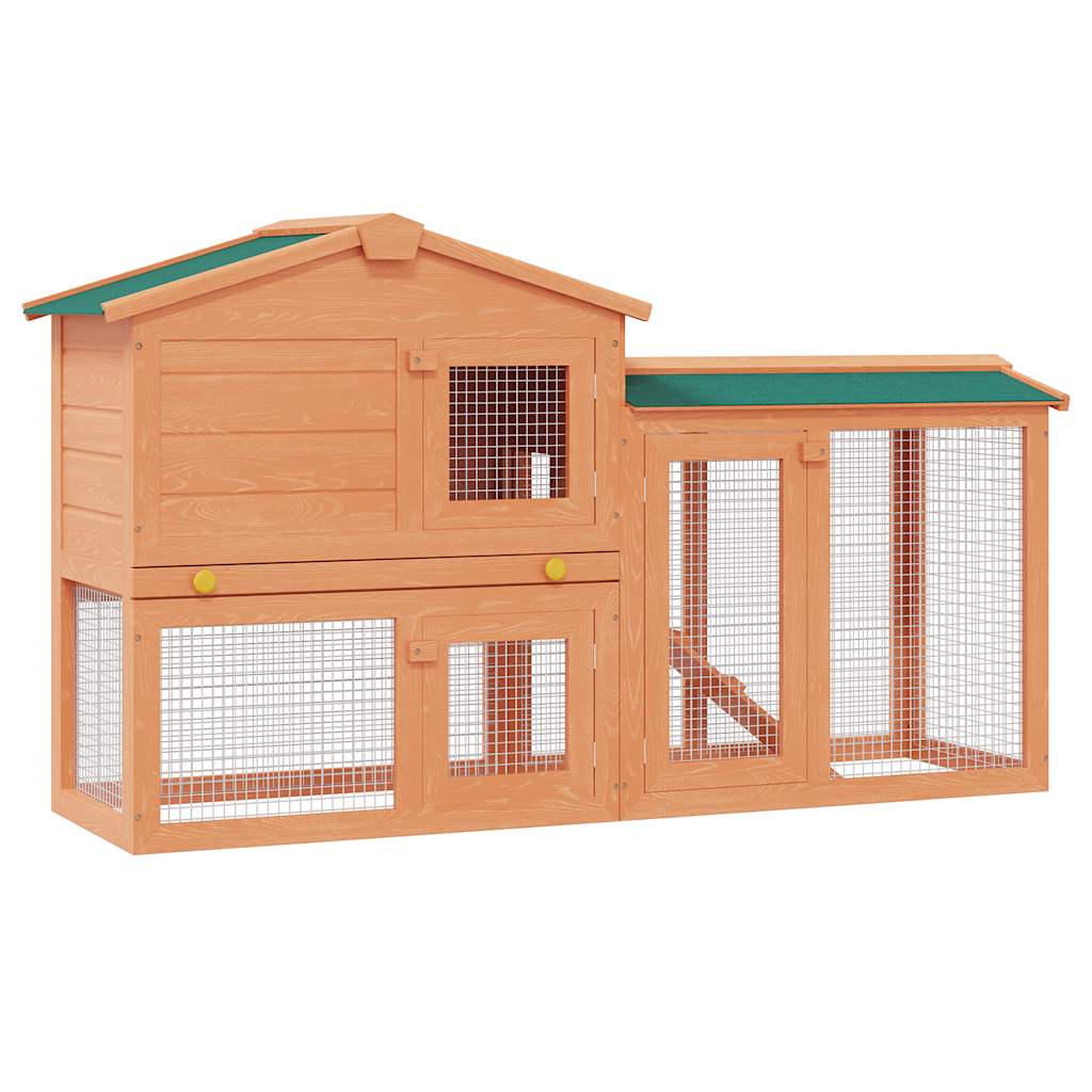 HKM-8451005 Spacious Two-Level Rabbit Hutch with Ramp and Removable Tray