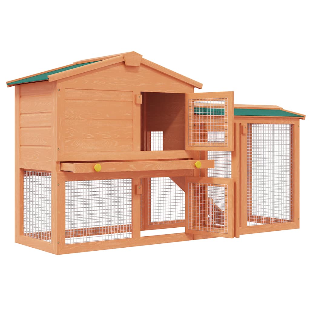 HKM-8451005 Spacious Two-Level Rabbit Hutch with Ramp and Removable Tray
