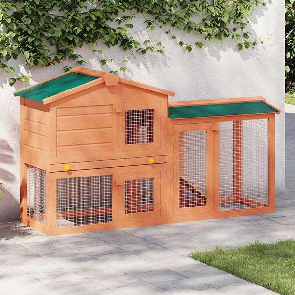HKM-8451005 Spacious Two-Level Rabbit Hutch with Ramp and Removable Tray