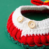 HKM-8451389 Christmas Themed Adjustable Milk Cotton Knitted Yarn Collar for Cats