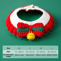 HKM-8451389 Christmas Themed Adjustable Milk Cotton Knitted Yarn Collar for Cats