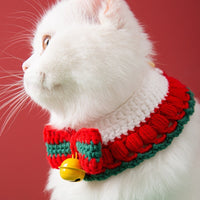 HKM-8451389 Christmas Themed Adjustable Milk Cotton Knitted Yarn Collar for Cats