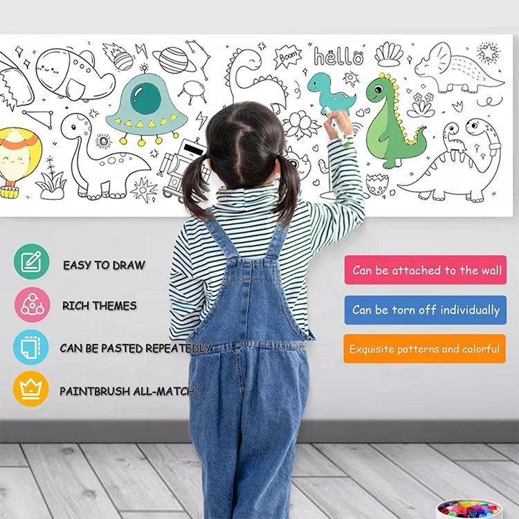 HKM-845139 Creative Removable Paper Graffiti Drawing Wall Poster Roll for Children's Art and Canvas Painting