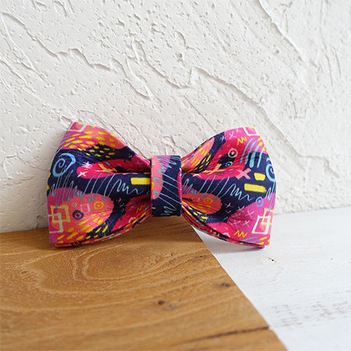 HKM-8451645 Graffiti Design Polyester Dog Collar with Flower Bow Accessories