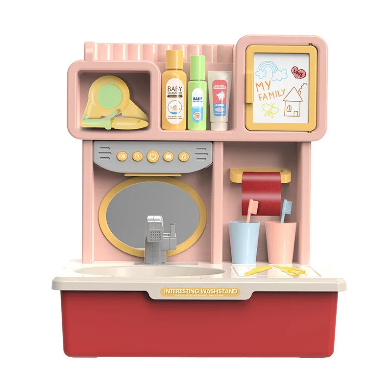 HKM-845267 Multifunction Induction Water Tap Sink Pretend Play Toy Set for Kids