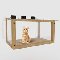 HKM-8453053 Waterproof Cat Window Perch - Secure Outdoor Catio for Indoor Cats, Fits Single-Hung Windows 24-35 In, Durable Wooden Design