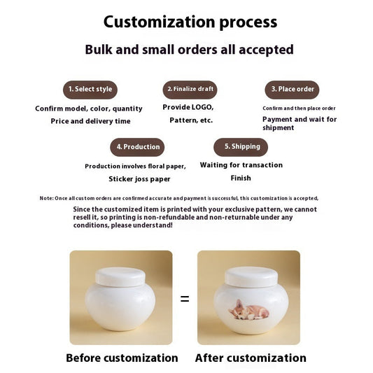 HKM-8453437 Ceramic Ash Urn for Pet Remains with Handmade Craftsmanship and Storage for Teeth and Hair