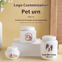 HKM-8453437 Ceramic Ash Urn for Pet Remains with Handmade Craftsmanship and Storage for Teeth and Hair
