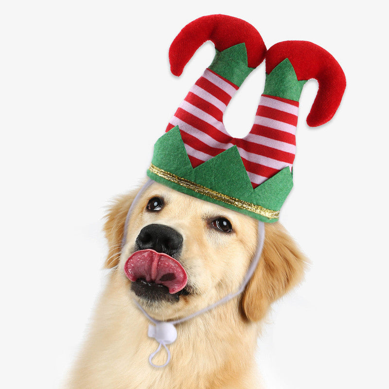 HKM-8453565 Funny Striped Clown Hat for Dogs - Comfortable Flannel Christmas Ornament
