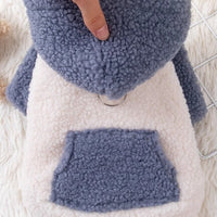 HKM-8453821 Warm Cotton-Padded Hooded Coat for Pets in Brown and Blue, Available in Sizes XS to XL