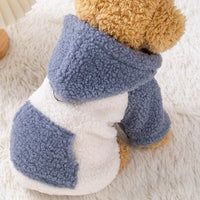 HKM-8453821 Warm Cotton-Padded Hooded Coat for Pets in Brown and Blue, Available in Sizes XS to XL