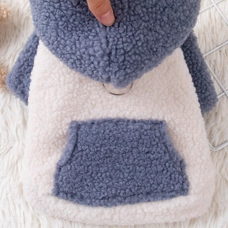HKM-8453821 Warm Cotton-Padded Hooded Coat for Pets in Brown and Blue, Available in Sizes XS to XL