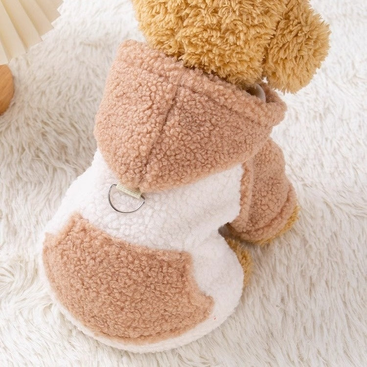 HKM-8453821 Warm Cotton-Padded Hooded Coat for Pets in Brown and Blue, Available in Sizes XS to XL
