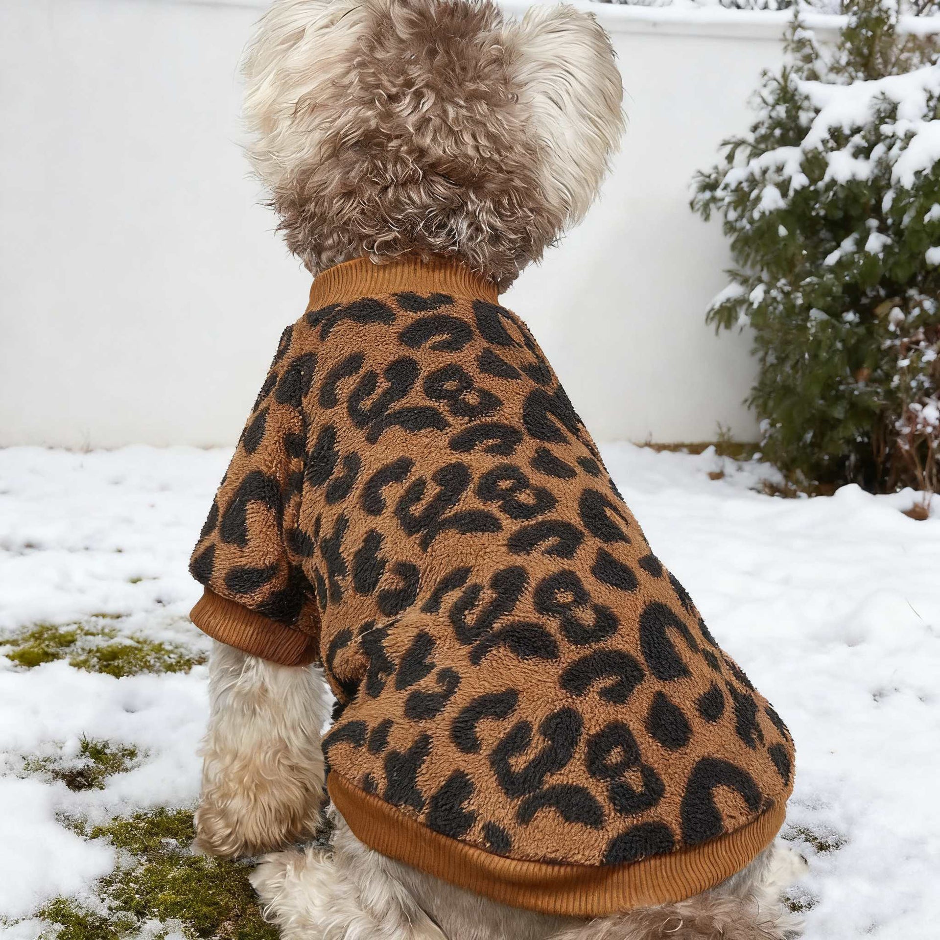 HKM-8454973 Leopard Print Dog Sweater for Warmth and Style - Available in Multiple Sizes