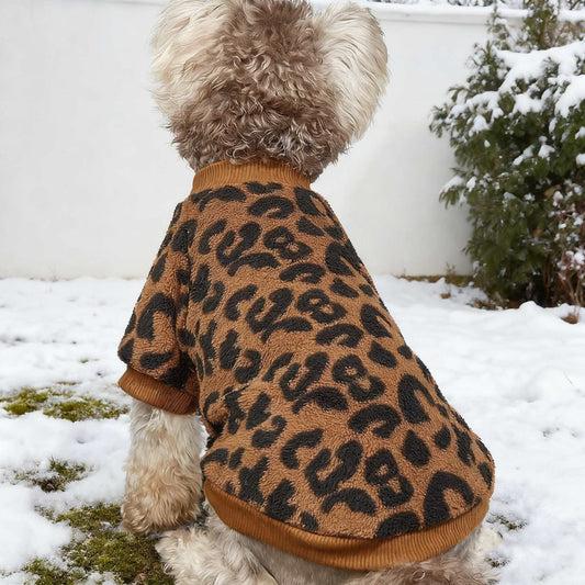 HKM-8454973 Leopard Print Dog Sweater for Warmth and Style - Available in Multiple Sizes