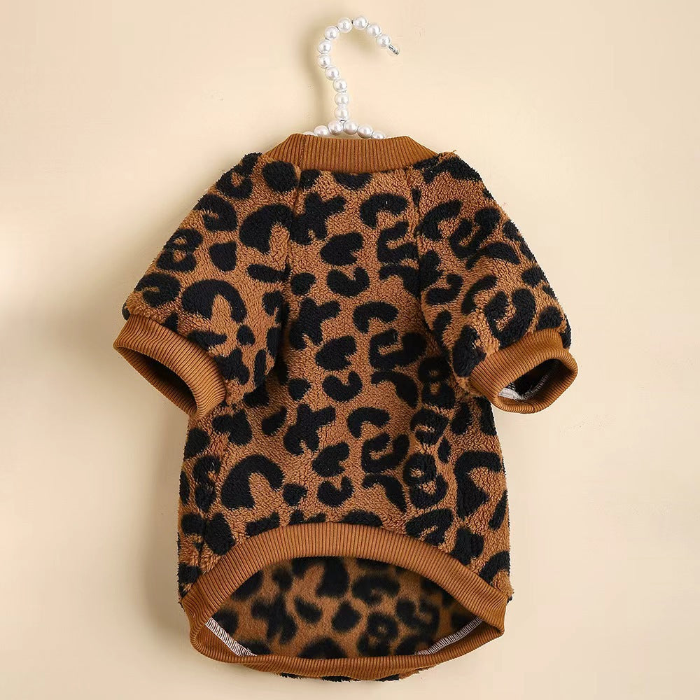 HKM-8454973 Leopard Print Dog Sweater for Warmth and Style - Available in Multiple Sizes