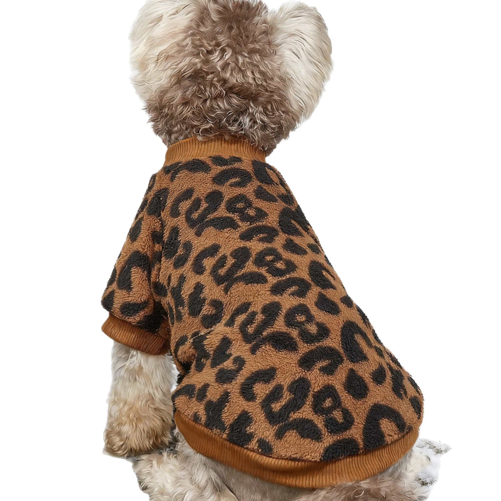 HKM-8454973 Leopard Print Dog Sweater for Warmth and Style - Available in Multiple Sizes