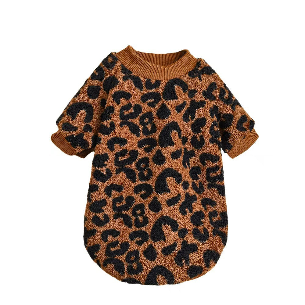 HKM-8454973 Leopard Print Dog Sweater for Warmth and Style - Available in Multiple Sizes