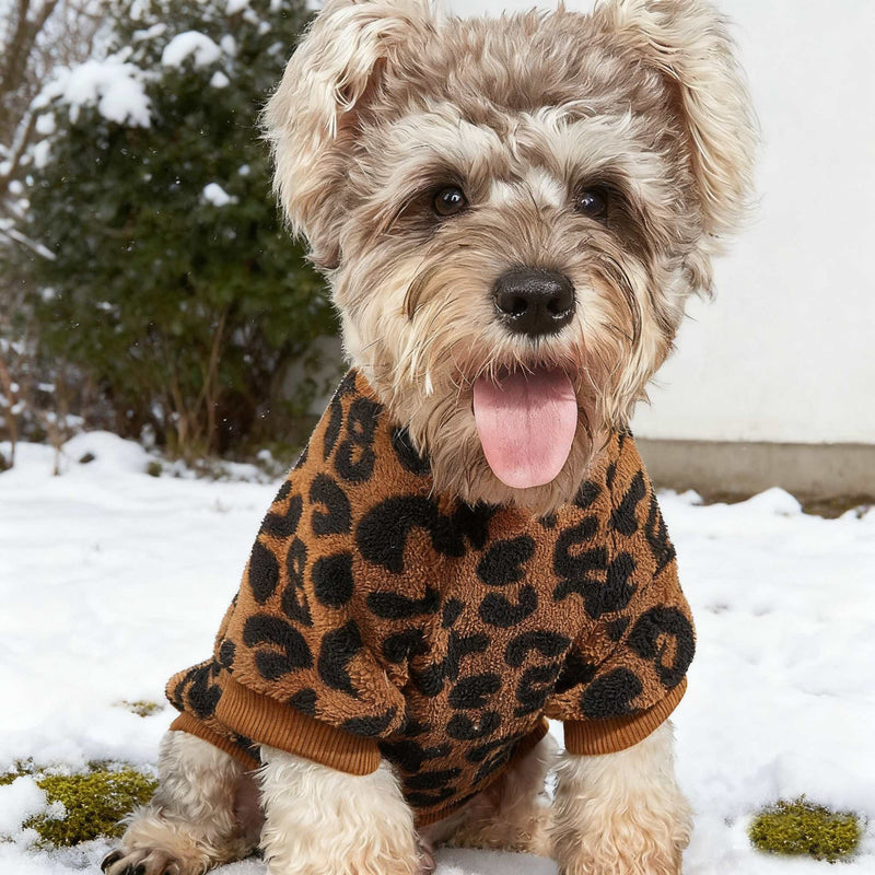 HKM-8454973 Leopard Print Dog Sweater for Warmth and Style - Available in Multiple Sizes