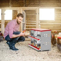 HKM-8455357 6 Compartment Chicken Nesting Box with Sloping Roof, Durable Iron Structure, Easy Assembly, 33 x 16.92 x 23.81 Inches