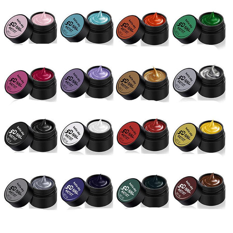 HKM-845651 5D Three-Dimensional Phototherapy Nail Glue – Liquid Resin in 14 Colors, 4g