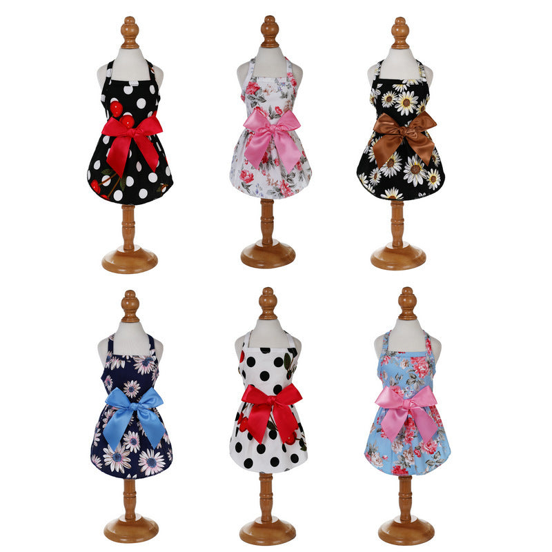 HKM-8456765 Charming Princess Summer Dress for Pets in Various Floral and Polka Dot Designs