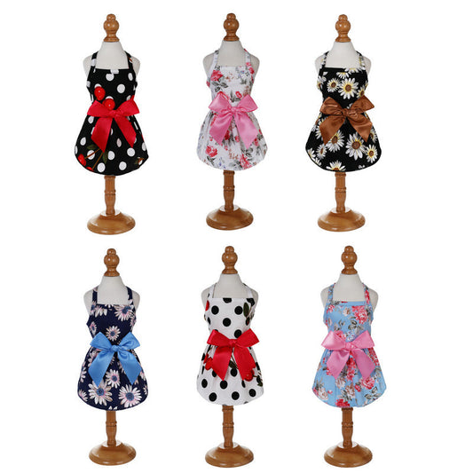 HKM-8456765 Charming Princess Summer Dress for Pets in Various Floral and Polka Dot Designs