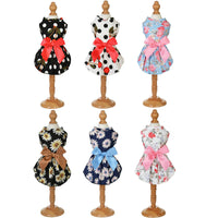 HKM-8456765 Charming Princess Summer Dress for Pets in Various Floral and Polka Dot Designs
