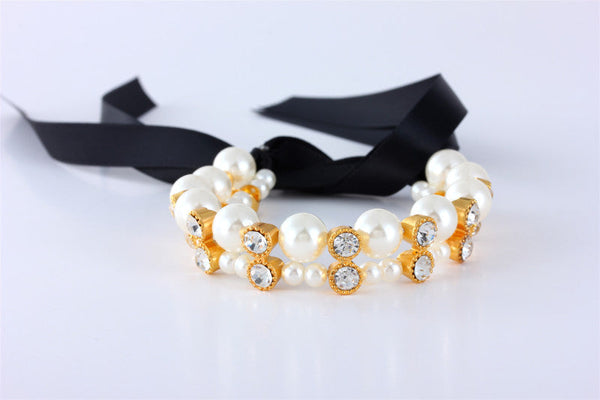 HKM-8457149 Colorful Bowknot Pearl Pet Collar for Cats and Dogs in Various Sizes