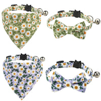 HKM-845715 Cotton Small Floral Cat Collar Pet Bow